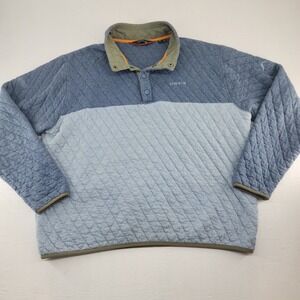 Orvis Mens XL | Blue Quilted Snap Mock‎ Neck Pullover Sweater Two Tone Gorpcore
